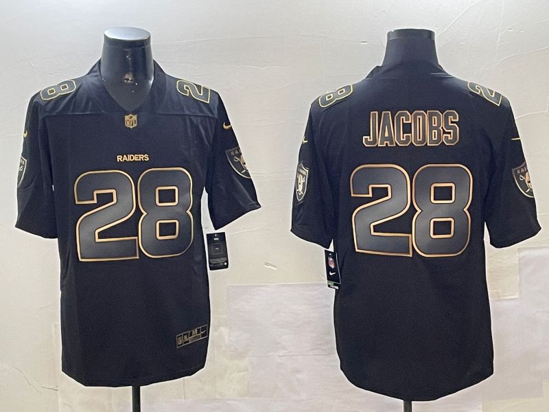 Men Oakland Raiders 28 Jacobs Black Gold 2024 Nike Limited NFL Jersey style 01082